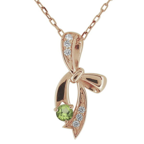 ネックレス・リボンモチーフ・ペリドット・ペンダント・レディース・10金 プレゼント 母の日 2024(4)