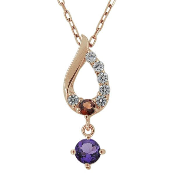 レディースネックレス・アメジスト・しずくモチーフ・ペンダント・18金 プレゼント 母の日 2024