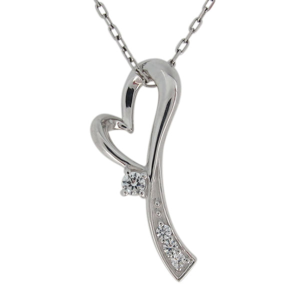 ハート ネックレス レディース プラチナ ダイヤモンド オープンハート ペンダント プレゼント 母の日 2024