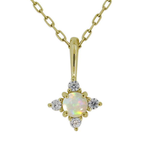 オパール ネックレス シンプル 10金 レディース ペンダント 10月誕生石 上品 プレゼント 母の日 2024