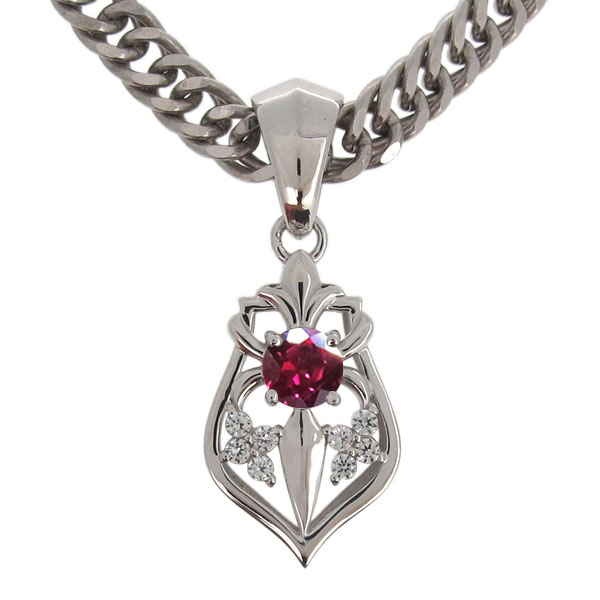 ユリの紋章 ネックレス メンズ プラチナ 喜平 ルビーペンダント 父の日 2024