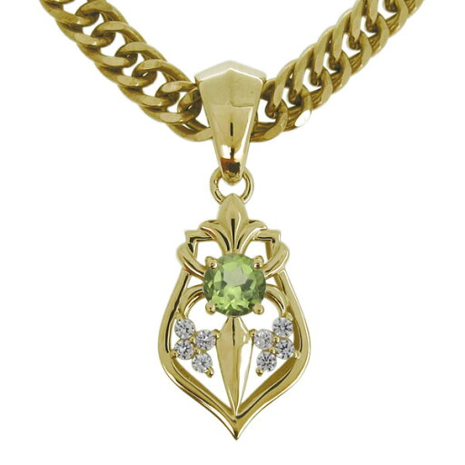 メンズ ネックレス 18k 18金 喜平 ペリドット 百合の紋章 ペンダント 父の日 2024 メンズ ネックレス 18k 18金 喜平 ペリドット 百合の紋章 ペンダント 父の日 2024