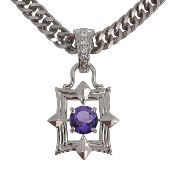 ネックレス プラチナ メンズ 選べる天然石 喜平チェーン ペンダント 父の日 2024(4)