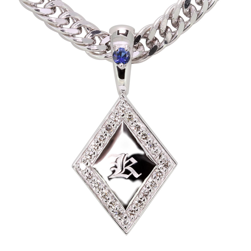 ネックレス メンズ シルバー 喜平チェーン サファイア イニシャルペンダント 父の日 2024