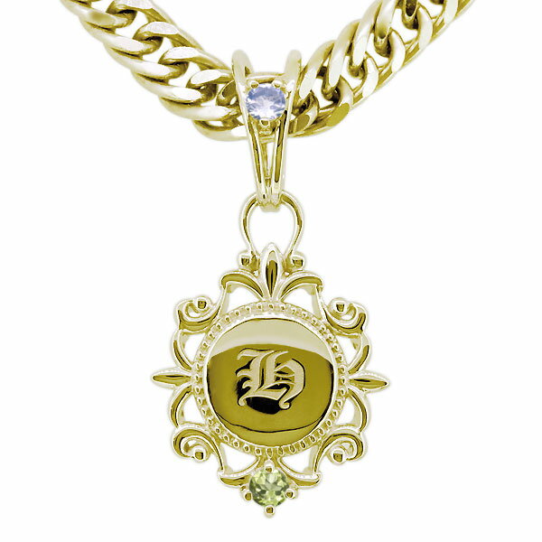 ネックレス メンズ 18金 18k イニシャル ロイヤルブルームーンストーン 喜平 ペンダント 父の日 2024(4)