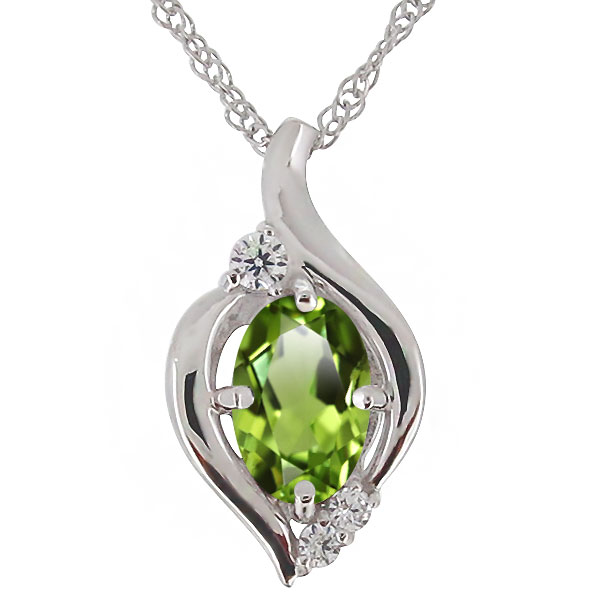 ペリドット ネックレス レディース シンプル 大粒 天然石 プラチナ 誕生石 8月 ペンダント