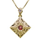 ネックレス メンズ 18金 18k ペンダント 男性 ガーネット アクセサリー ゴールド 手彫り 父の日 2024