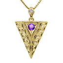 ネックレス メンズ 18金 18k 誕生石 2月 ペンダント ゴールド 男性 アメジスト 手彫り 洋彫り 父の日 2024