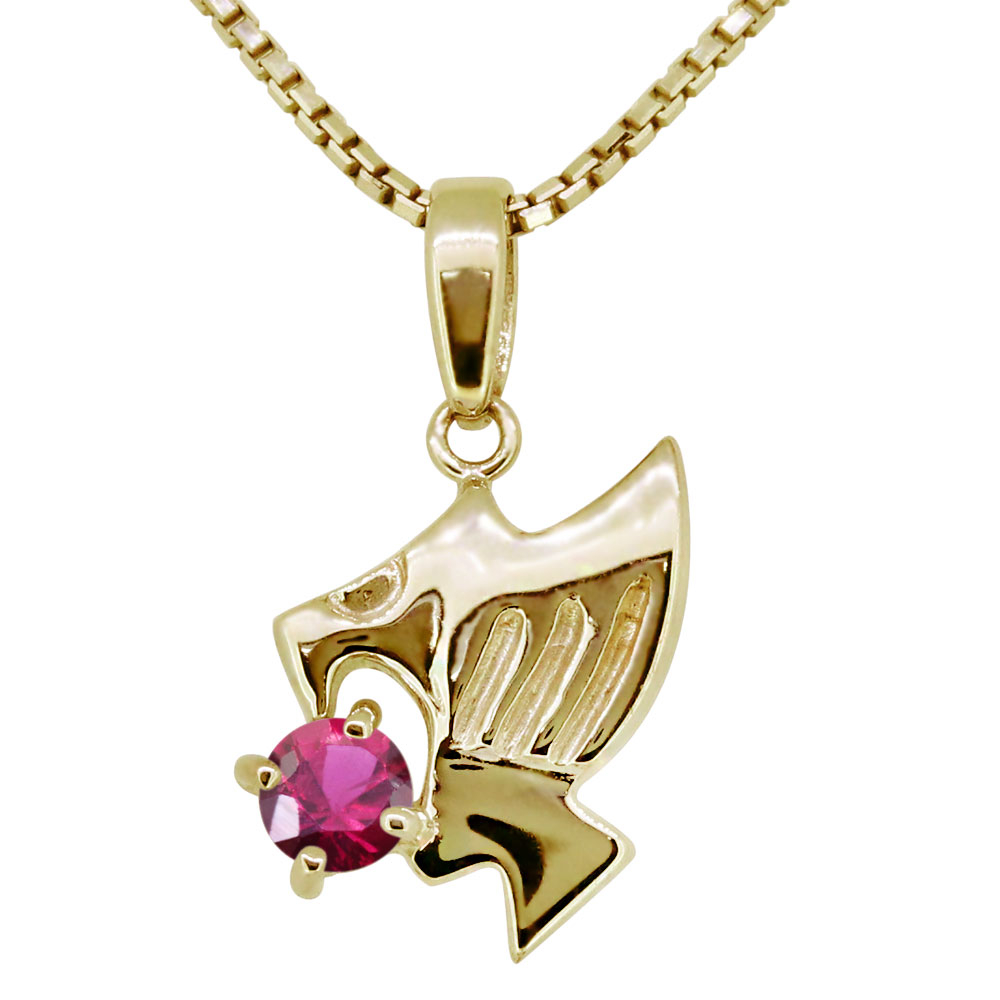 ネックレス メンズ タカ 鷹 誕生石 7月 ルビー メンズペンダント 一粒 10金 10k 父の日 2024