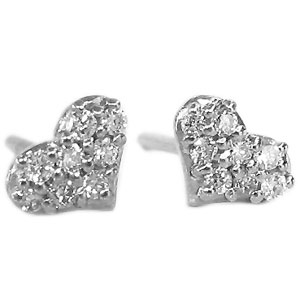 Rakuten - ダイヤモンド・ピアス・18金・ハート・パヴェピアス