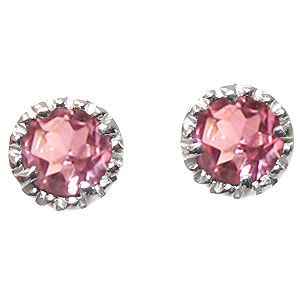 ピンクトルマリン・シンプル・10金・ピアス