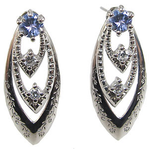 プラチナ・タンザナイトピアス・一粒・ピアス