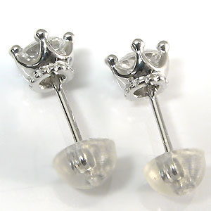 ガーネットピアス k18 王冠 モチーフ 18金 ピアス