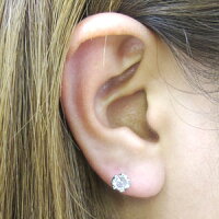 ピアス・k18・一粒・王冠・ローズクォーツ