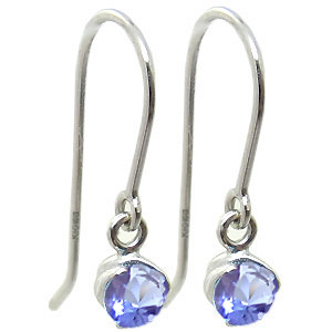 タンザナイト・プラチナ・シンプル・一粒・ピアス