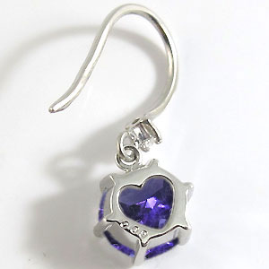 アメジスト・ピアス・一粒・プラチナ・シンプル・フックピアス