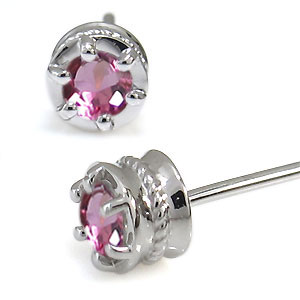 Tourmaline - プラチナ・ピアス・一粒・ピンクトルマリンピアス