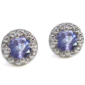 タンザナイトピアス ミル打ち タンザナイト メンズピアス K18 父の日 2023