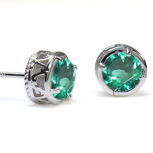 Emerald - ハート・ピアス・唐草・ピアス・一粒・エメラルド