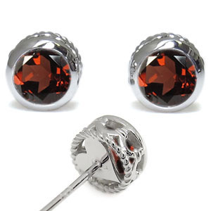 ハート・ピアス・縄・ピアス・一粒・ガーネット・10金