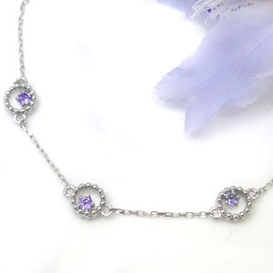 アンクレット・アメジスト・10金・2月誕生石・ミル打ち