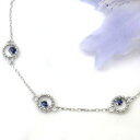 プラチナ・アンクレット・9月誕生石・サファイア・ミル打ち