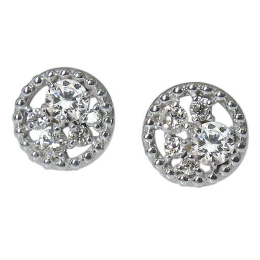 プラチナ・ダイヤモンド・ミル打ち・一粒・ピアス プラチナ・ダイヤモンド・ミル打ち・一粒・ピアス