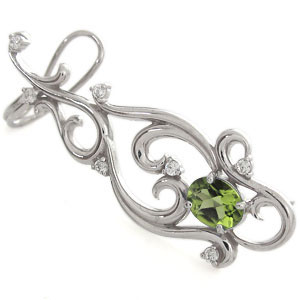 イヤーカフペリドットピアス18金ピアス