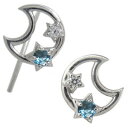 星 ブルートパーズ 月 ピアス 無くさない プラチナ ピアス