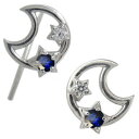 星 サファイア 月 ピアス 無くさない プラチナ ピアス