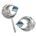 星・ブルートパーズ・月・ピアス・無くさない・プラチナ・ピアス