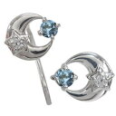 星・アクアマリンサンタマリア・月・ピアス・無くさない・プラチナ・ピアス