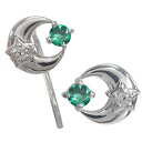 星・エメラルド・月・ピアス・無くさない・プラチナ・ピアス