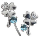 プラチナ ブルートパーズ ピアス クローバー ピアス