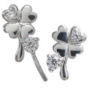 プラチナ ダイヤモンド ピアス クローバー ピアス