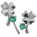 プラチナ エメラルド ピアス クローバー ピアス