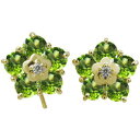 ペリドット メンズピアス 花 フラワー メンズピアス キャッチ不要 フックピアス 10金 父の日 2024