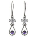 プラチナ 誕生石 フラワー 花 フックピアス ミル打ち ピアス
