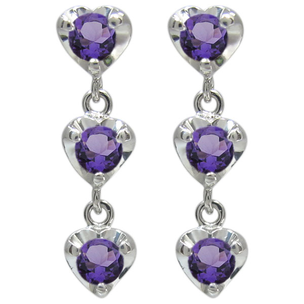 Cubic Zirconia - プラチナ ハートピアス トリロジーピアス アメジスト