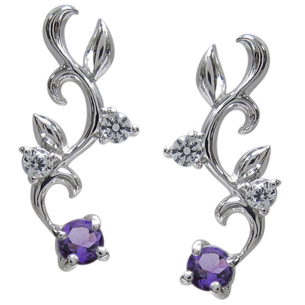 Amethyst - 唐草 ピアス アラベスク プラチナ アメジスト ピアス