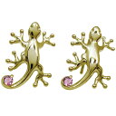 ピンクトルマリン ピアス ヤモリ ジュエリー 10金 守宮 フックピアス