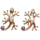 ヤモリピアス アメジスト メンズピアス 外れにくい メンズピアス K18 父の日 2024