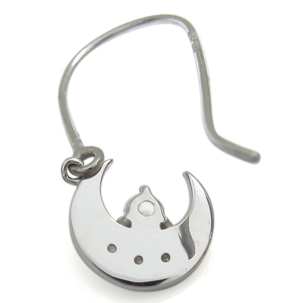 プラチナ 三日月ピアス ロイヤルブルームーンストーンピアス 揺れるフックピアス