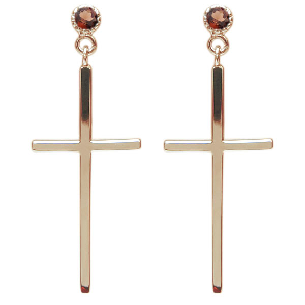 十字架 ピアス クロスピアス 10金 ガーネット ピアス(4)