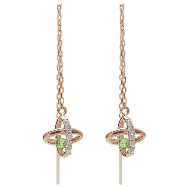 Peridot - 惑星 星 ピアス ペリドット ロングピアス K18