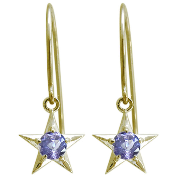 星ピアス スターピアス タンザナイト 10金 フックピアス