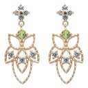 リーフピアス アンティーク ミル打ち ペリドットピアス 18k K18