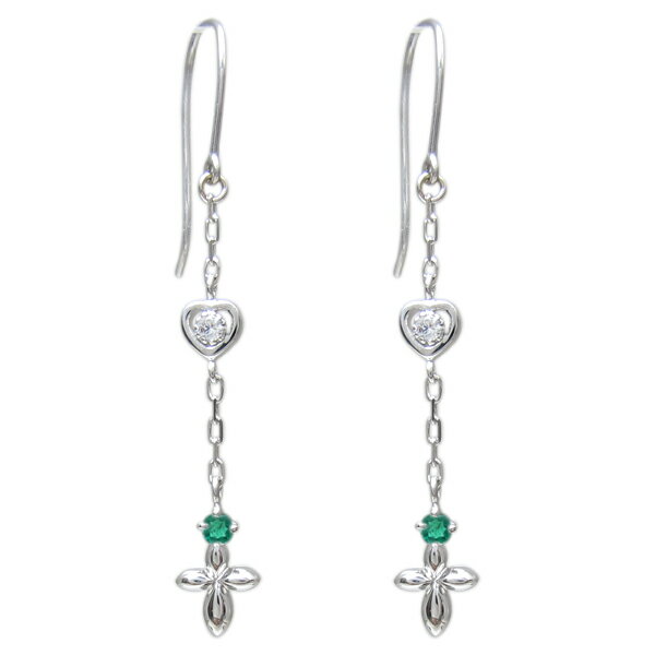 プラチナチェーンピアスエメラルド十...