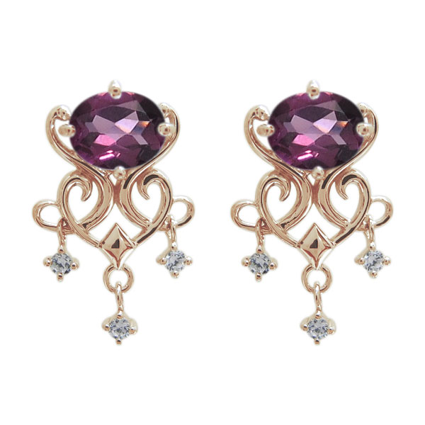 Garnet - 18金 シャンデリアピアス ロードライトガーネット ピアス