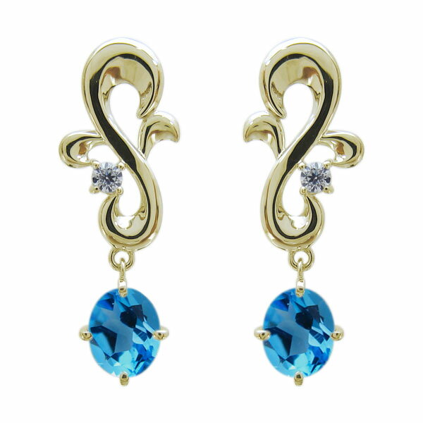 ブルートパーズピアスオーバル一粒ア...